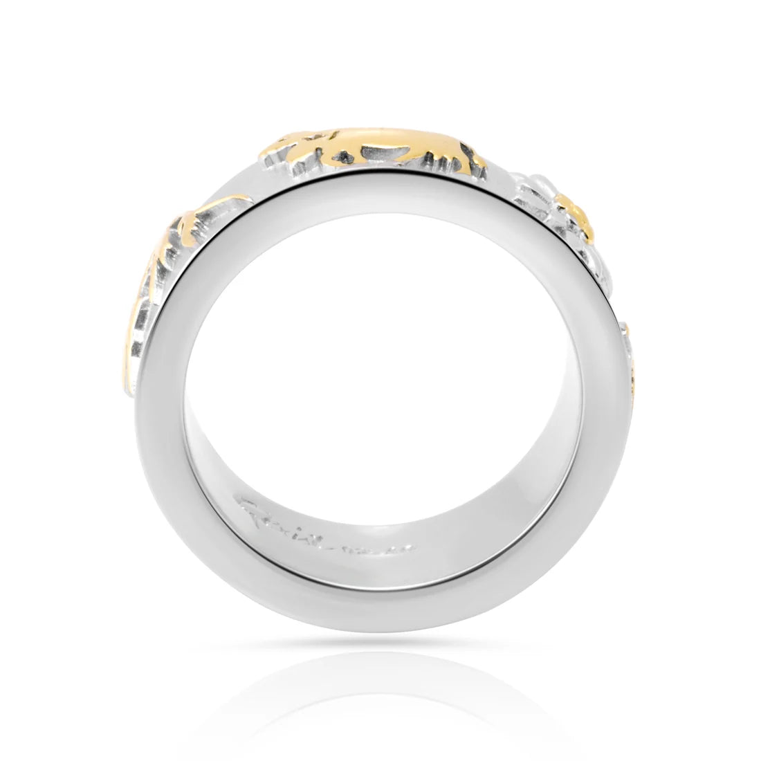 Bicolor Ring aus Sterlingsilber mit Kühen, Matterhorn und Edelweiss RG-7020-48