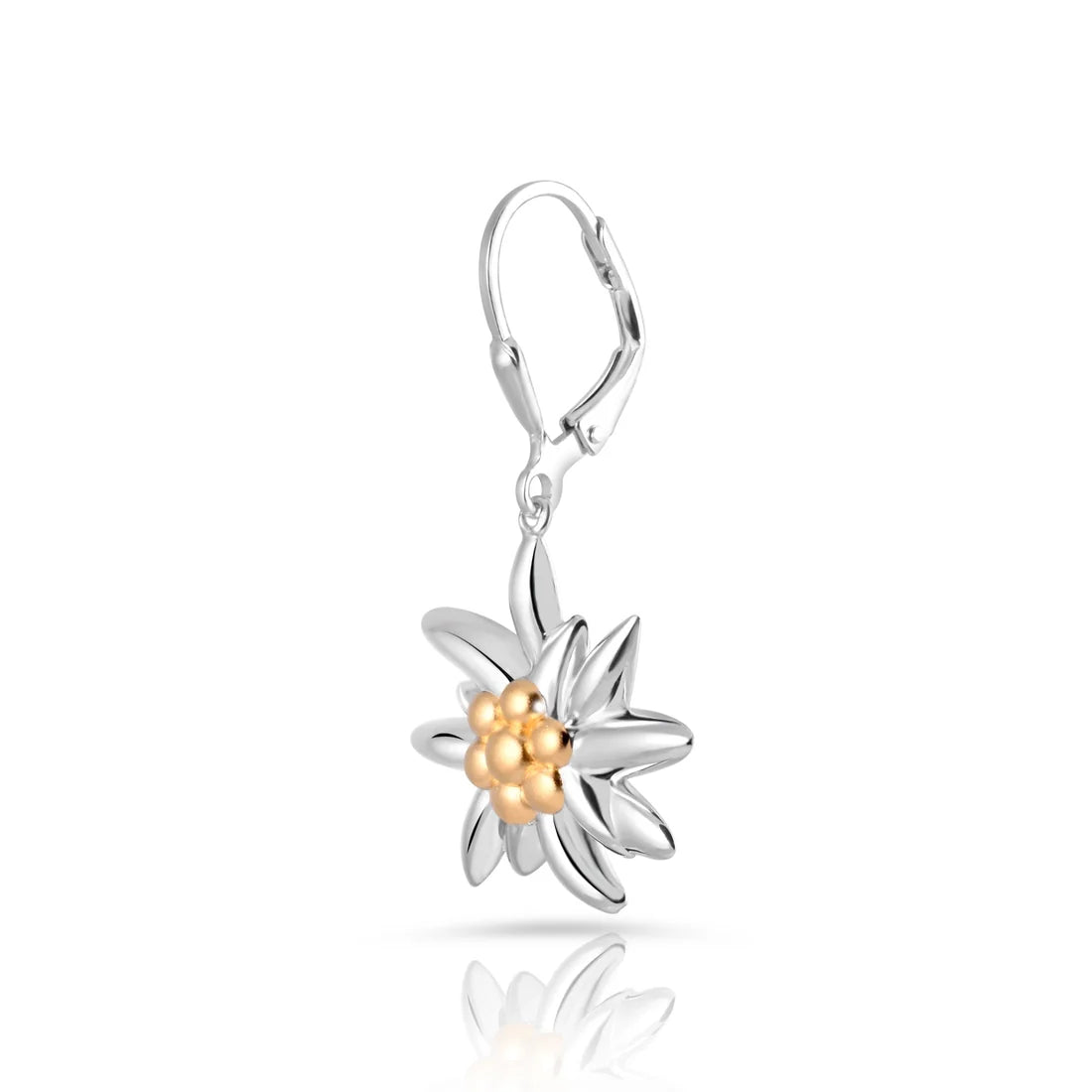 Ohrhänger aus bicolor, rhodiniertem und gelbgoldplattiertem Sterling Silber die den Edelweiss EG-8021