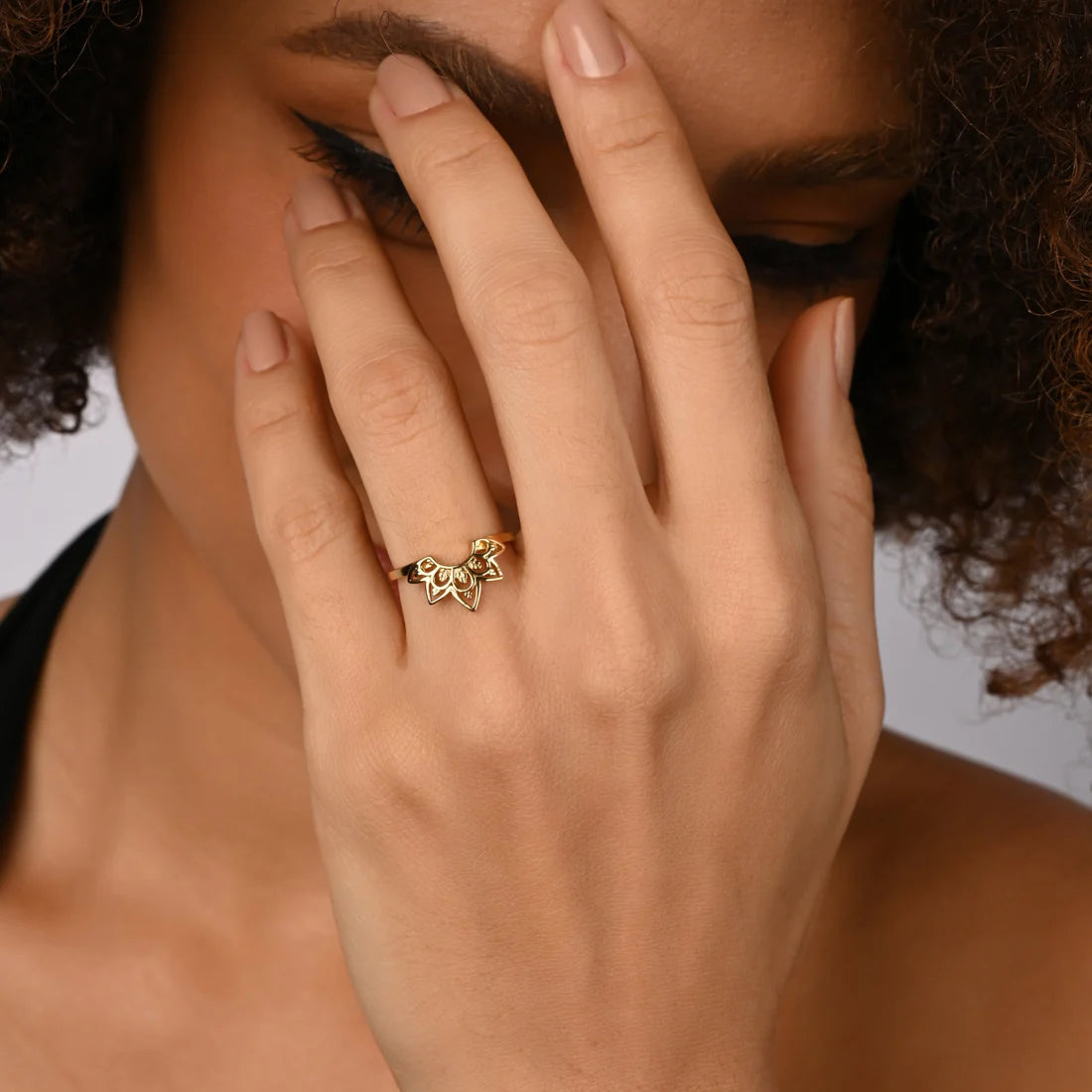 Ring im Ethno-Stil aus Sterling Silber mit Gelbgold plattiert RI-10100GP-48