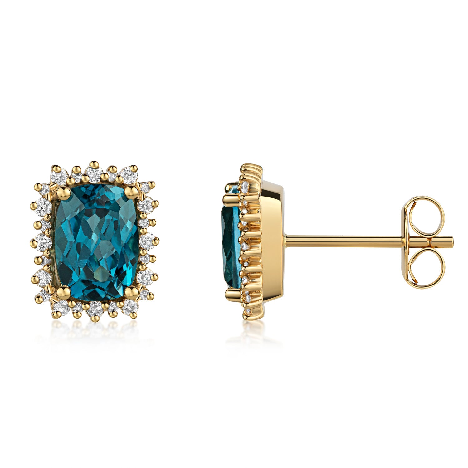 Lovebird Ohrstecker London Blue Topas & 48 Brillanten 0,18 ct. Gold 585 LB350