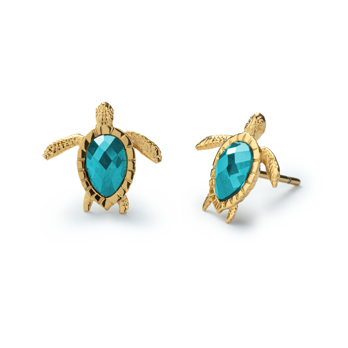 Turtle Ohrstecker Stud Aquamarine Gold PH-JE-1583
