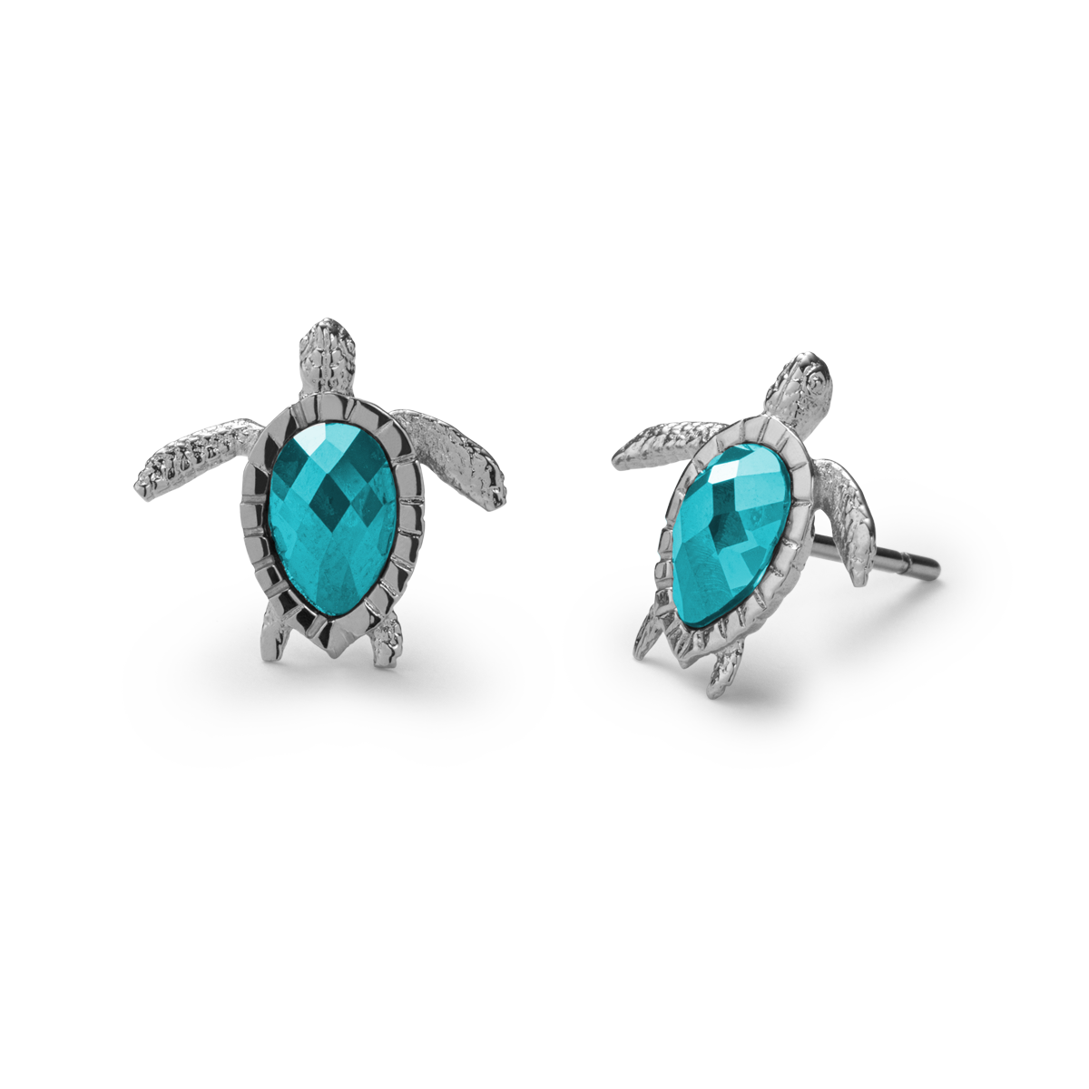 Turtle Ohrstecker Stud Aquamarine Silber PH-JE-1585