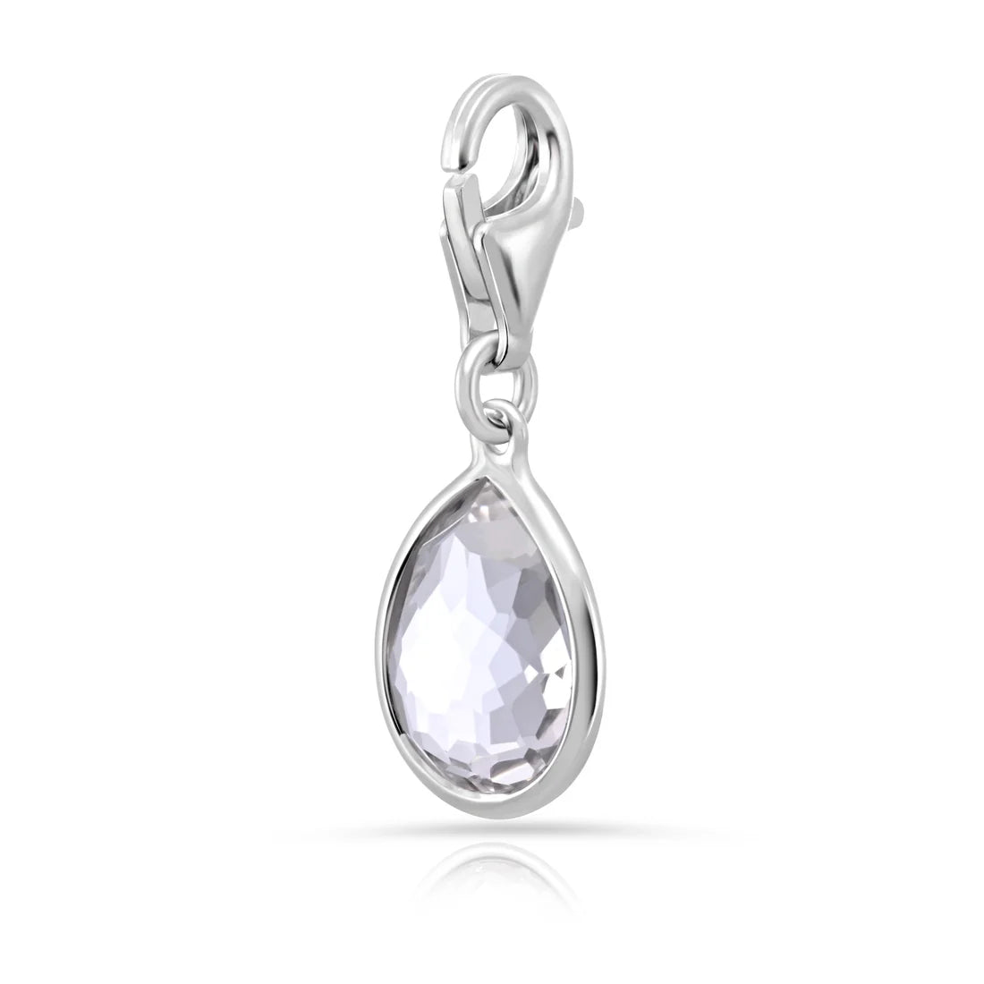 Charm aus rhodiniertem Sterlingsilber mit facettiertem Bergkristall in Tropfenform C-8037
