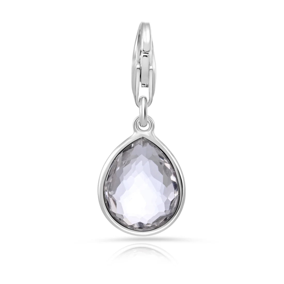 Charm aus rhodiniertem Sterlingsilber mit facettiertem Bergkristall in Tropfenform C-8037