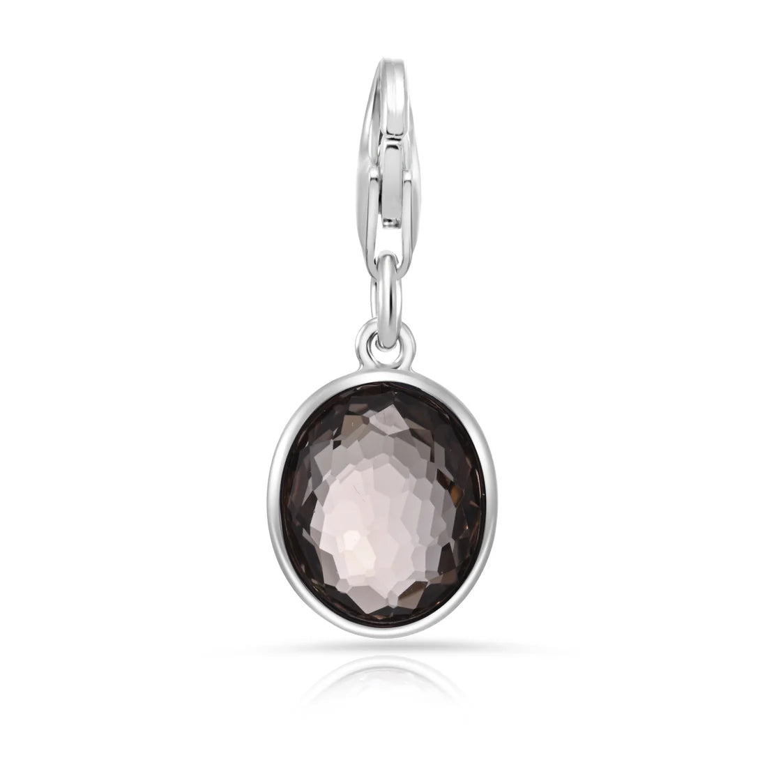 Charm aus rhodiniertem Sterlingsilber mit ovalem facettiertem Rauchquarz C-8032