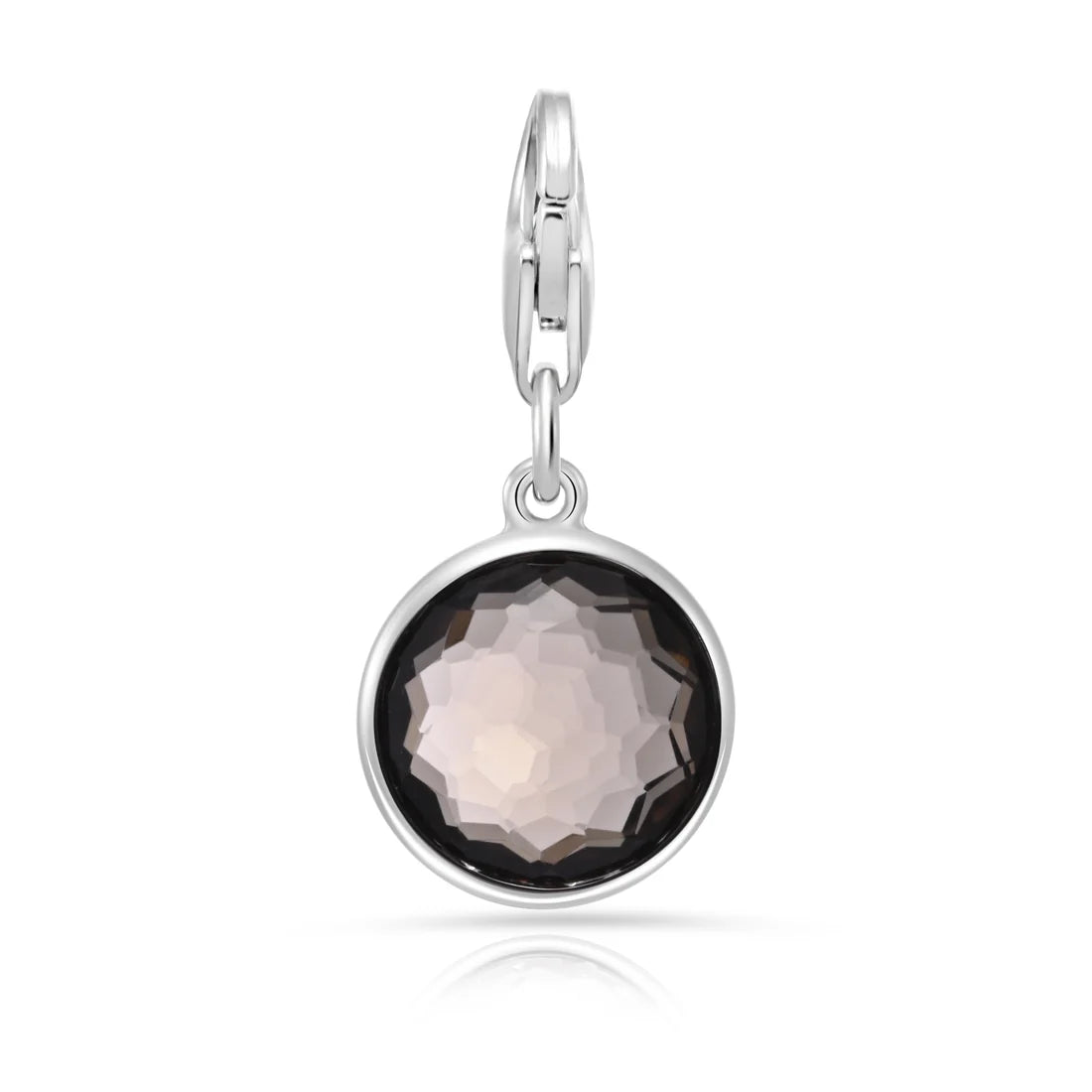 Charm aus rhodiniertem Sterlingsilber mit rundem facettiertem Rauchquarz C-8034