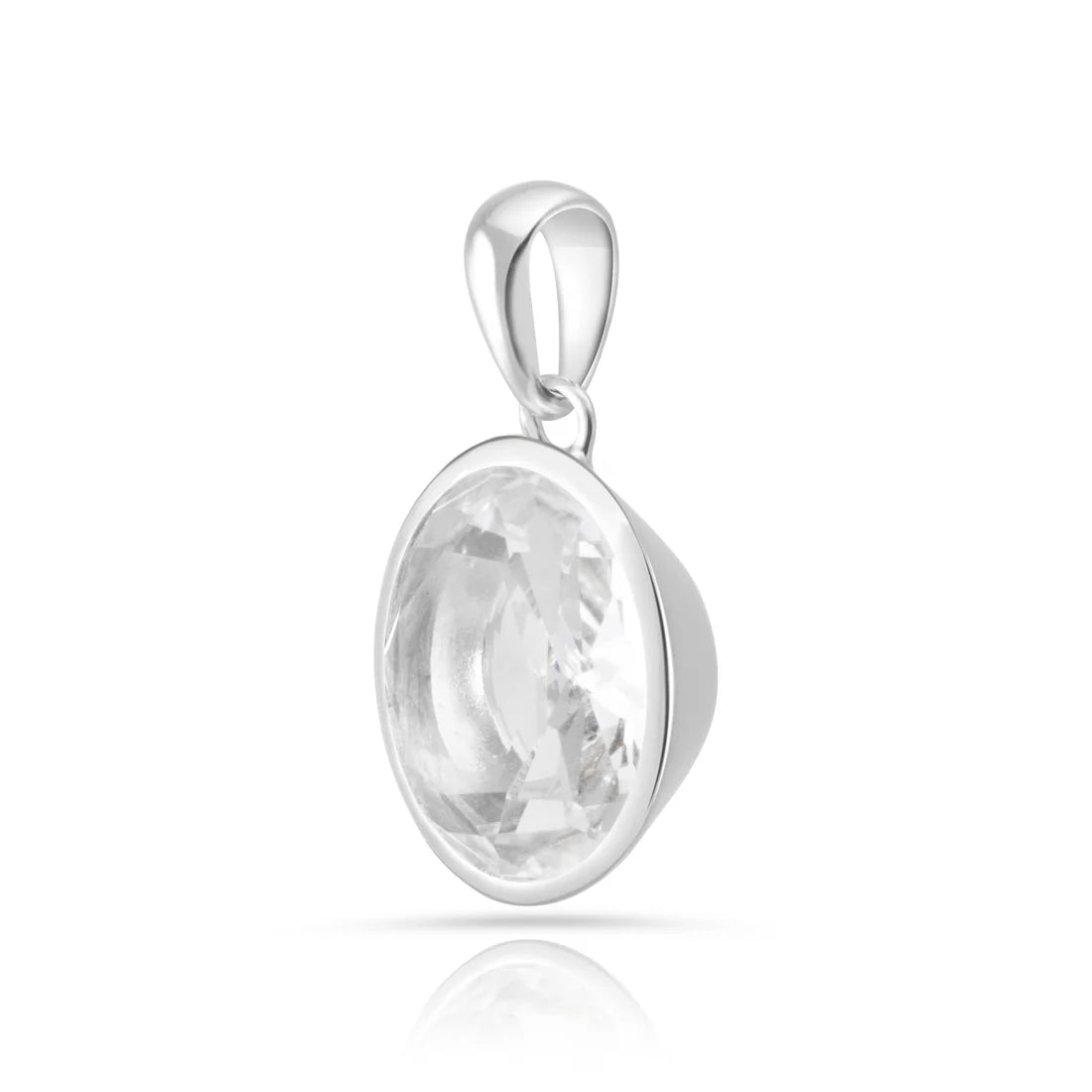 Anhänger aus rhodiniertem Sterlingsilber mit Öse und facettiertem Quarzkristallstein SR-736