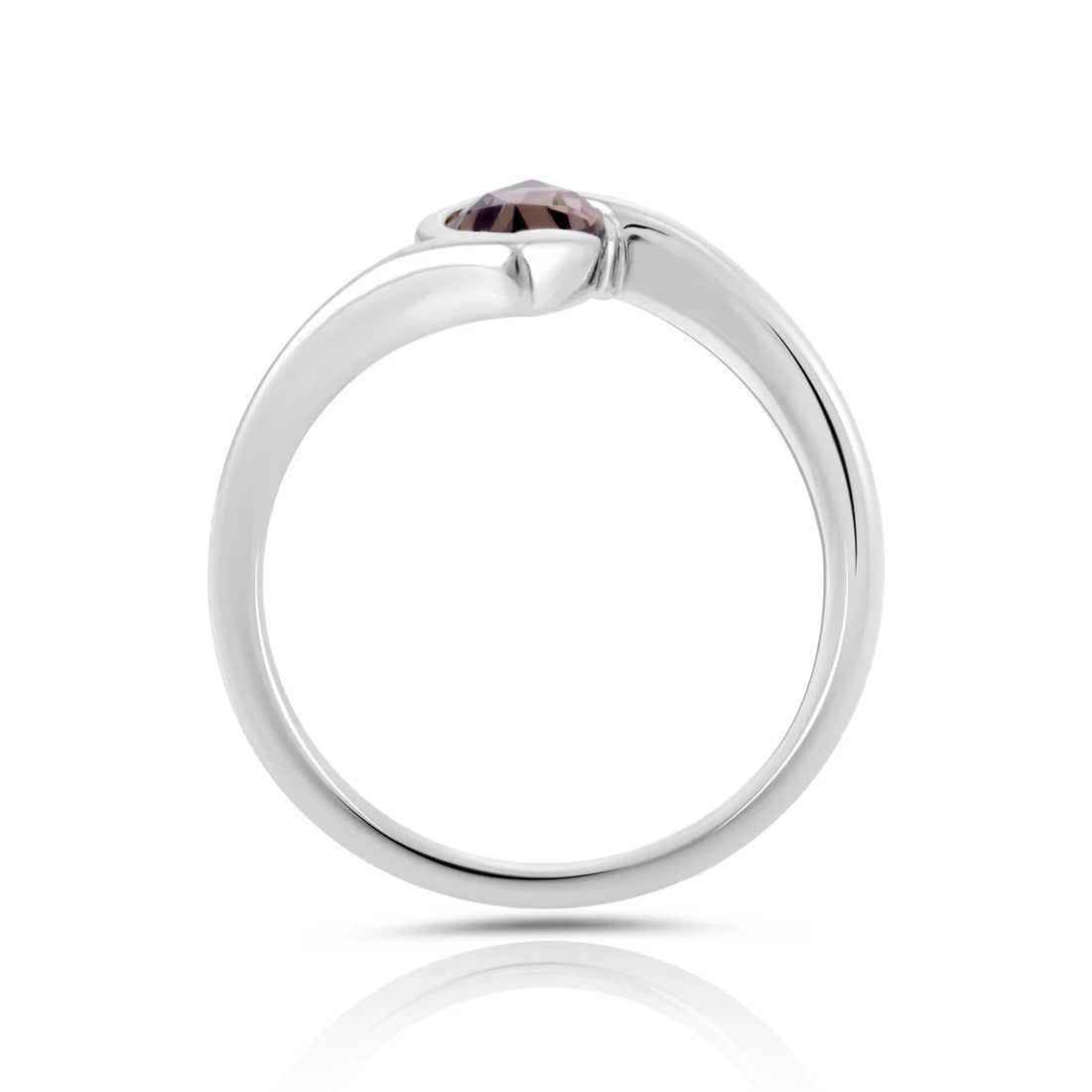Ring aus rhodiniertem Sterlingsilber mit facettiertem Rauchquarz SR-722-48
