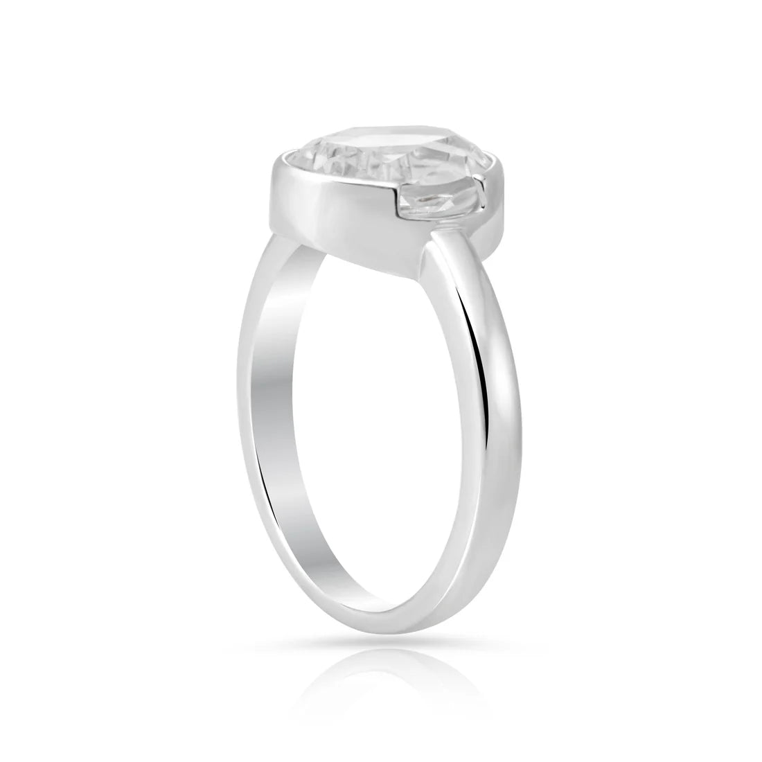 Ring aus rhodiniertem Sterlingsilber mit facettiertem ovalem Bergkristall SR-720-48