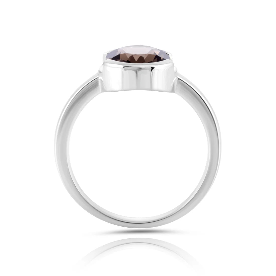 Ring aus rhodiniertem Sterlingsilber mit facettiertem Rauchquarz SR-723-48