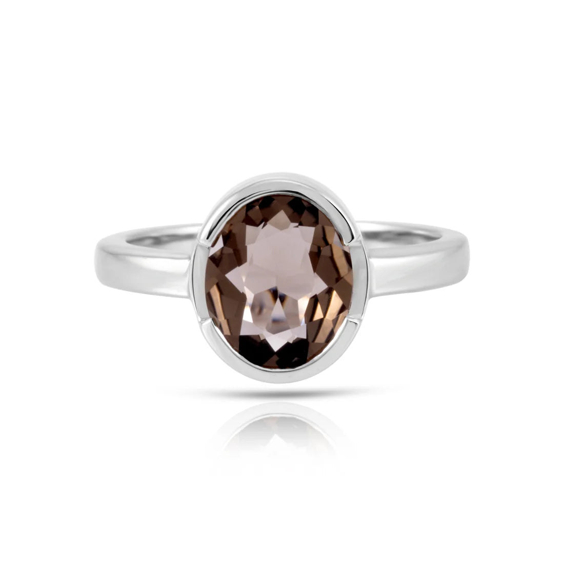 Ring aus rhodiniertem Sterlingsilber mit facettiertem Rauchquarz SR-723-48