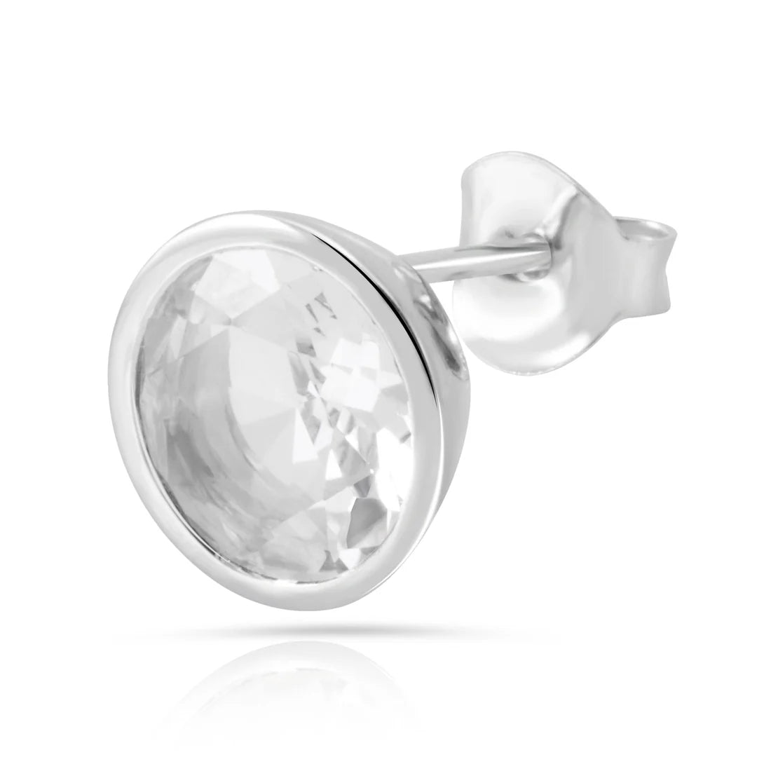 Ohrringe Ohrstecker Sterlingsilber rhodiniert mit Bergkristall runder facettierter Stein SR-730
