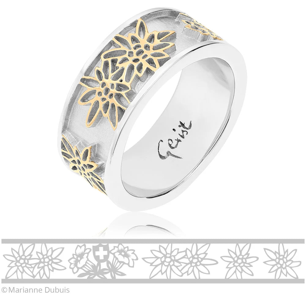 Ring Edelweiß Bicolor Sterlingsilber RG-7007-1