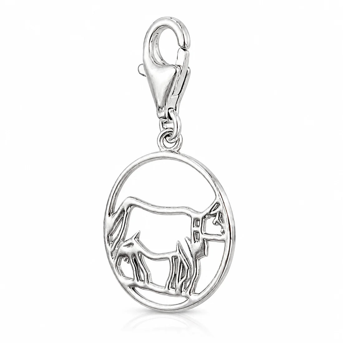 Charm in Form einer runden Kuh aus rhodiniertem Silber C-7037