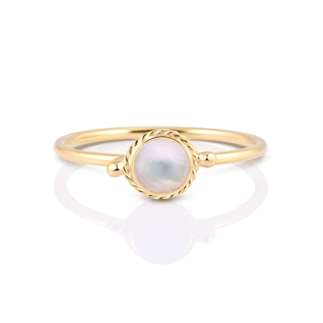Kleiner Ethno-Ring aus Sterlingsilber vergoldet mit Perlmutt RI-10076GP-48