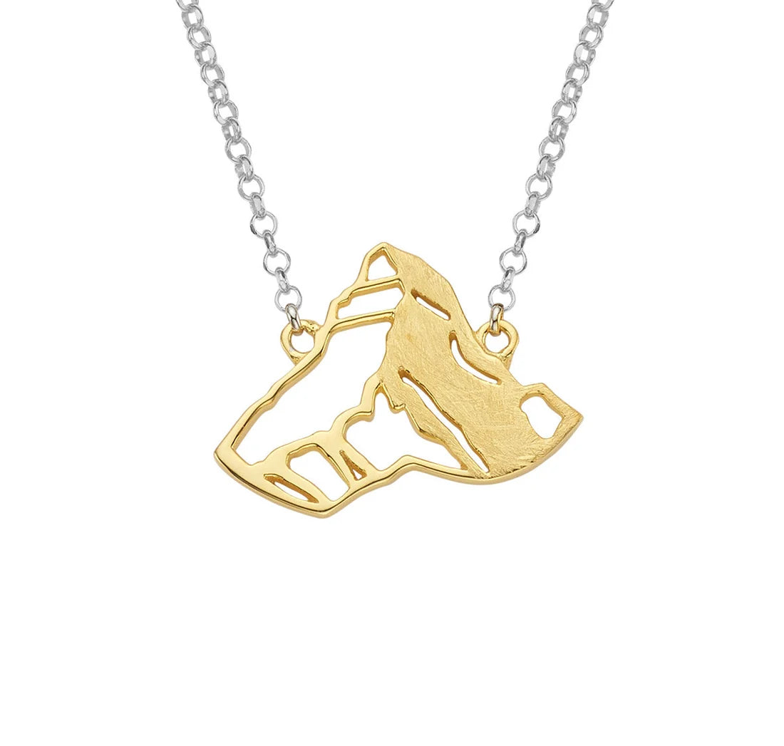 Sterlingsilber Bicolor Halskette mit Matterhorn Motiv SKU: NG-7014