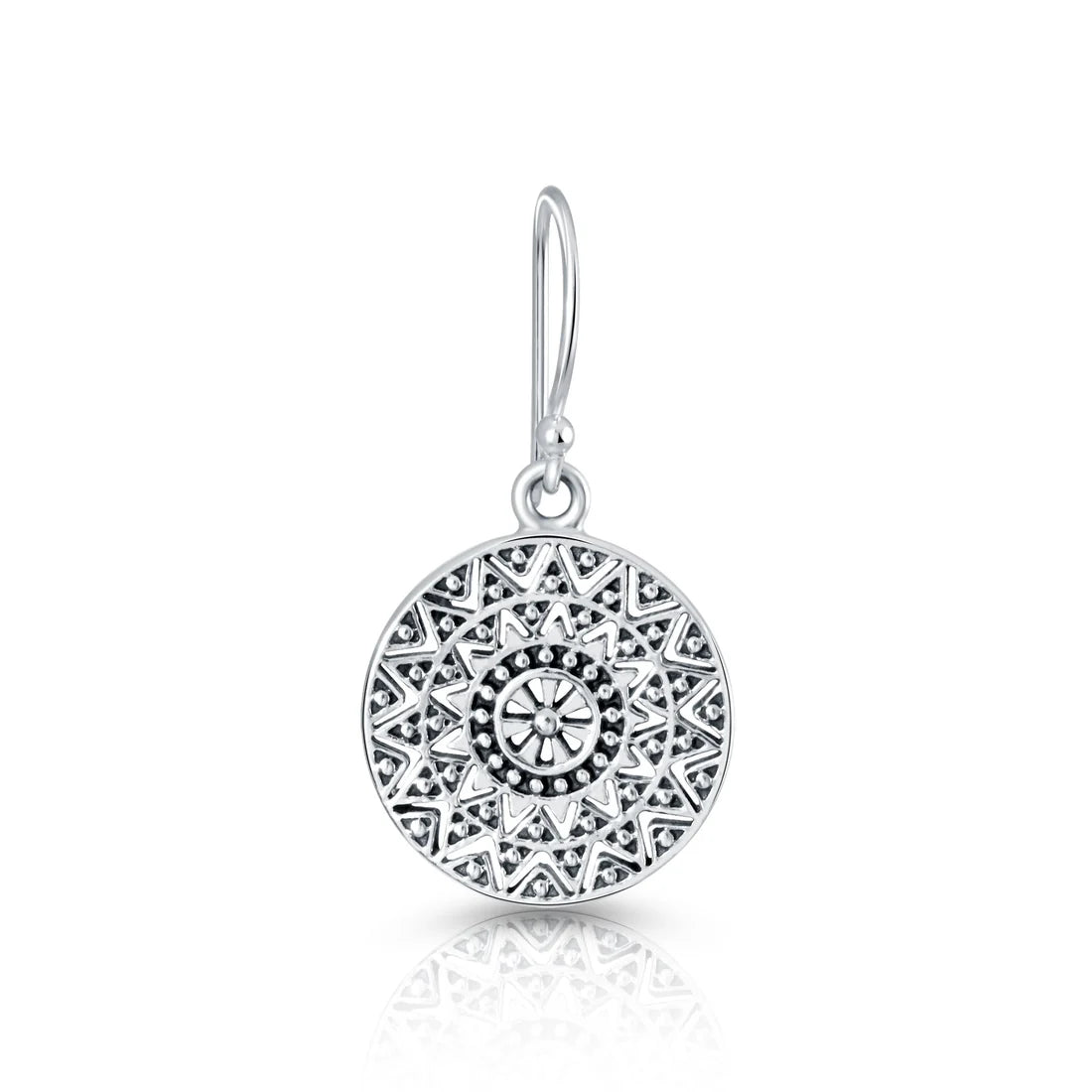 Hängende Ohrringe aus Sterlingsilber mit ethnischen Motiven EA-10055P