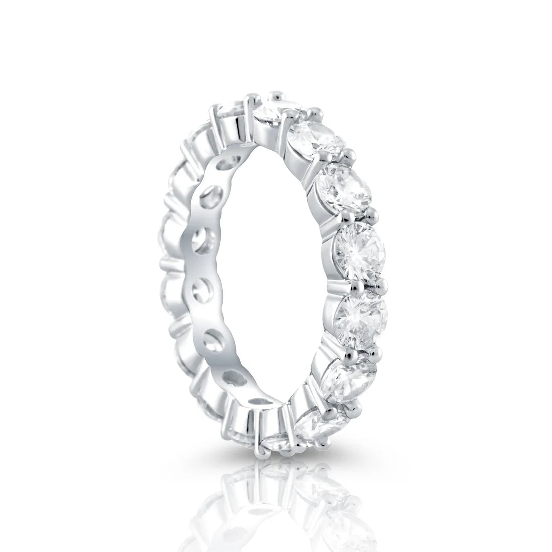 Sterling Silber Ring Eternity mit Krappenfassung Zirkonen rund um den Ring R-4427