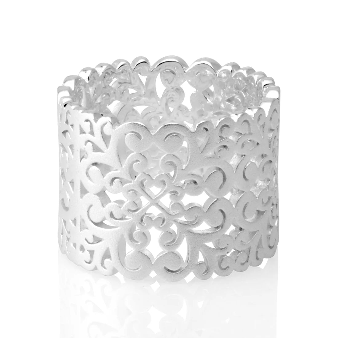 Ring aus Sterlingsilber mit satiniertem Finish und modernem Wasserzeichen 20-1066-52