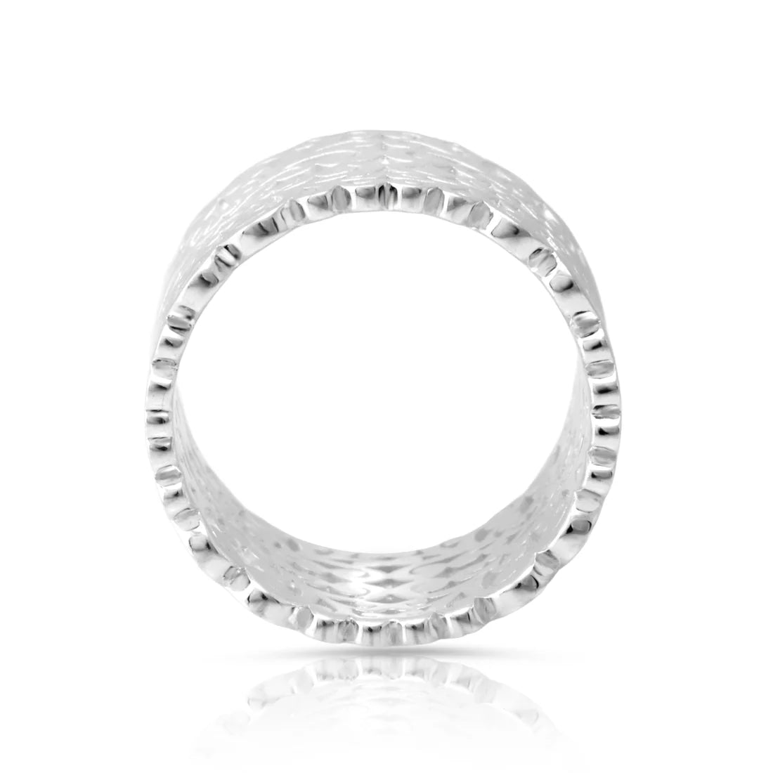 Ring aus Sterlingsilber mit satiniertem Finish und modernem Wasserzeichen 20-1066-52