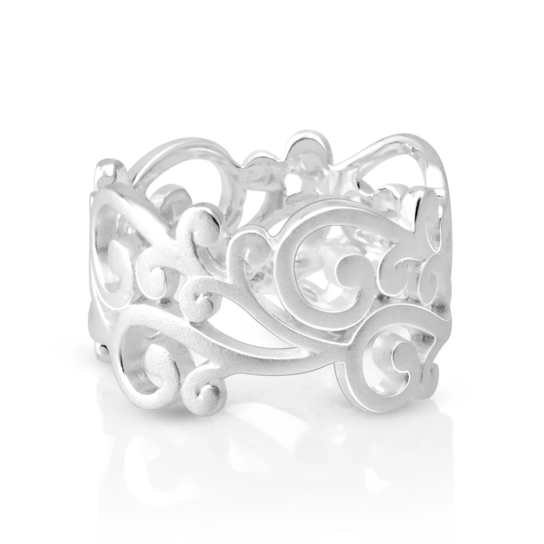 Ring aus Sterling Silber mit satiniertem Finish und modernem Wasserzeichen 20-1068