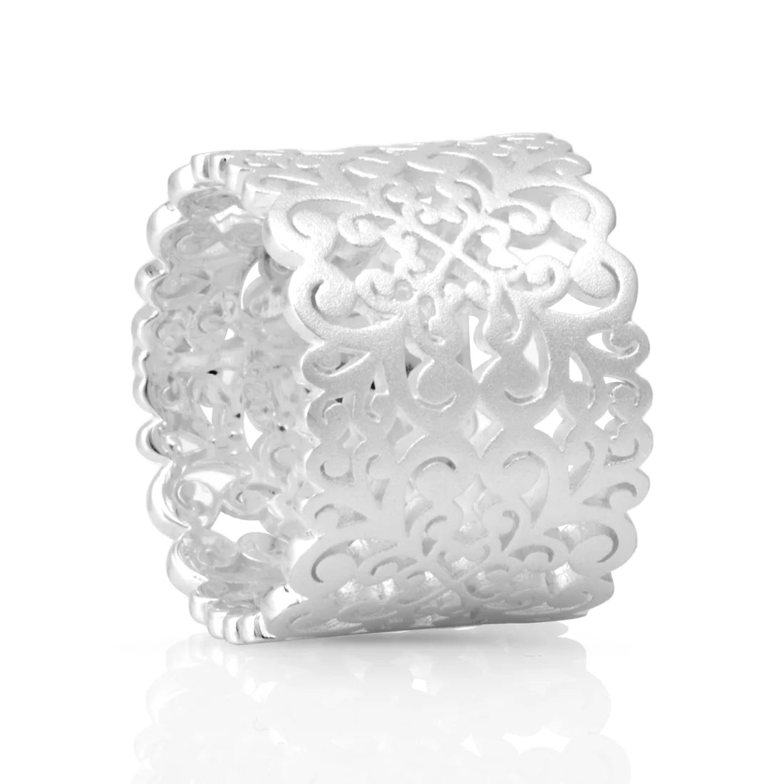 Ring aus Sterlingsilber mit satiniertem Finish und modernem Wasserzeichen 20-1066-52