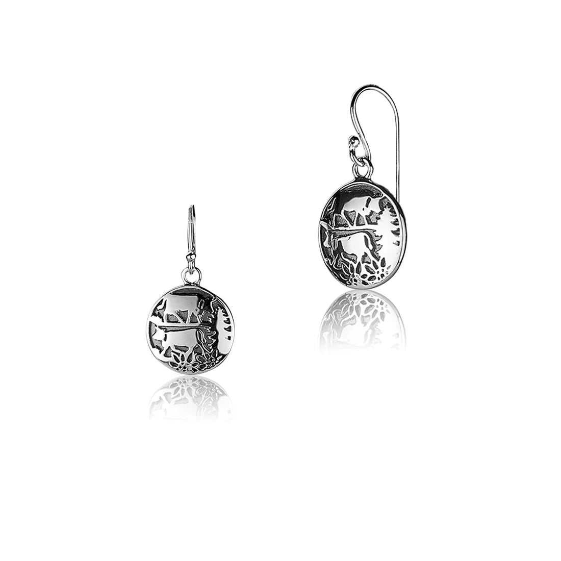 Sterlingsilber bombiertes Profil Ohrring mit Poya Motiv E-7004