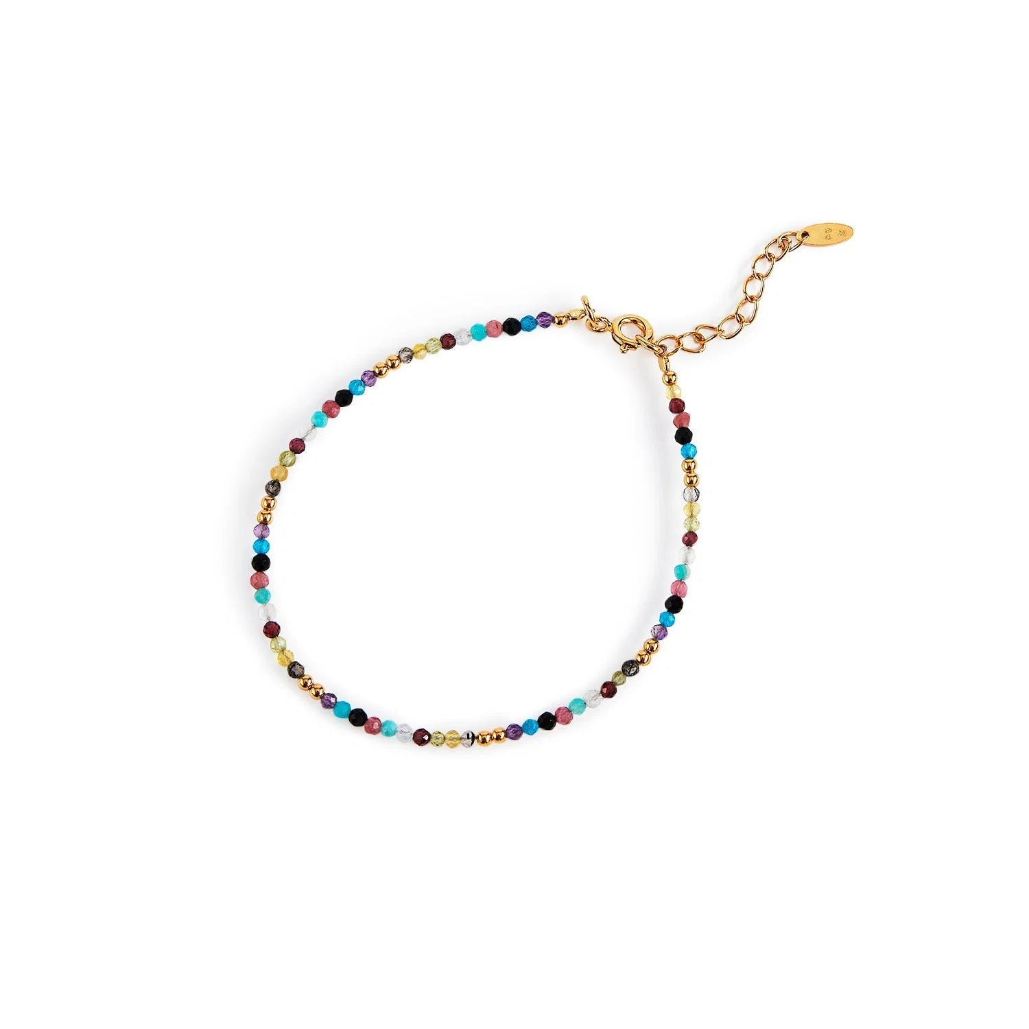 Armband aus vergoldetem Gelbgold und Sterlingsilber mit mehrfarbigen Facettenperlen BR-10047GP
