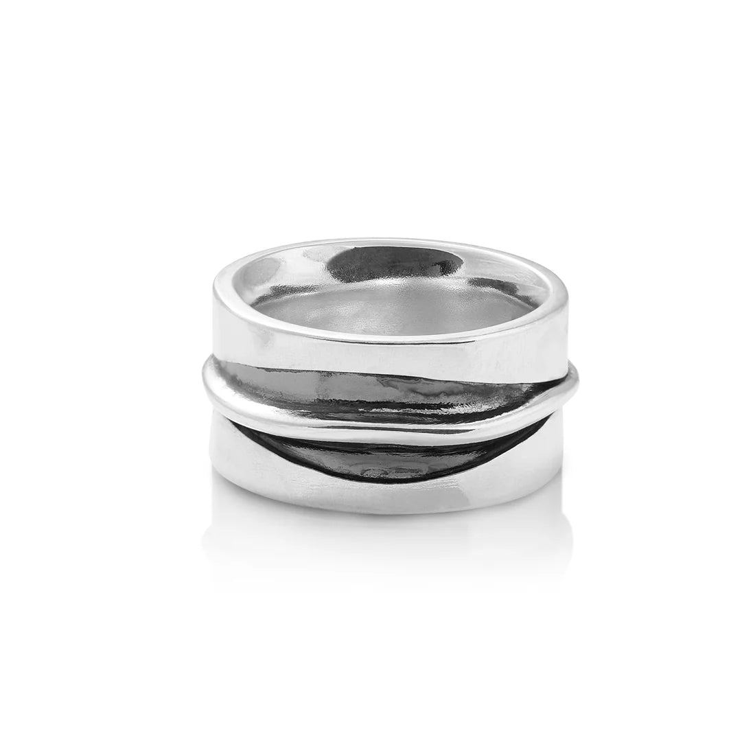 Ring aus Sterlingsilber Aqualin mit poliertem und oxidiertem Finish RA-221.1-M-52