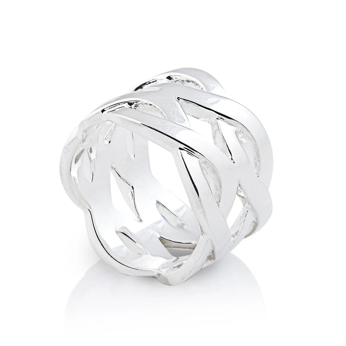Ring aus Sterlingsilber mit verschlungenen Fäden in Maschenoptik 20-1026-52