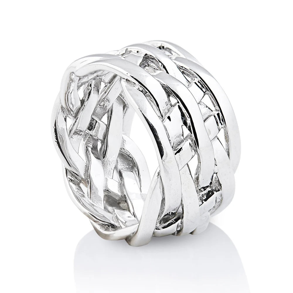 Ring aus Sterlingsilber mit verschlungenen Fäden in Maschenoptik 20-1029