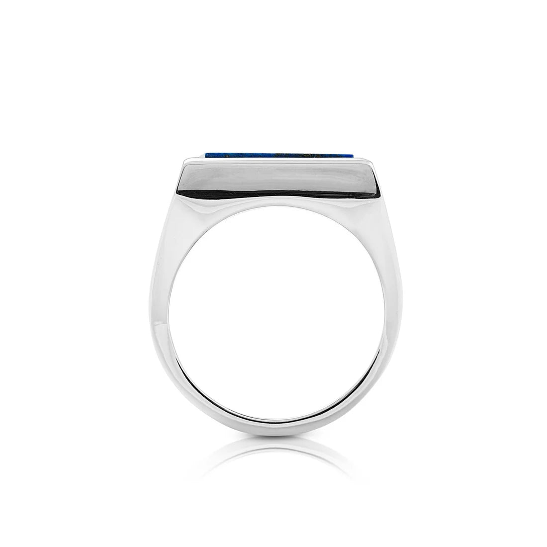 Ring aus Sterlingsilber mit glänzendem, poliertem Finish im Stil eines Siegelrings, verziert mit einem Lapislazuli R-4332-M-58