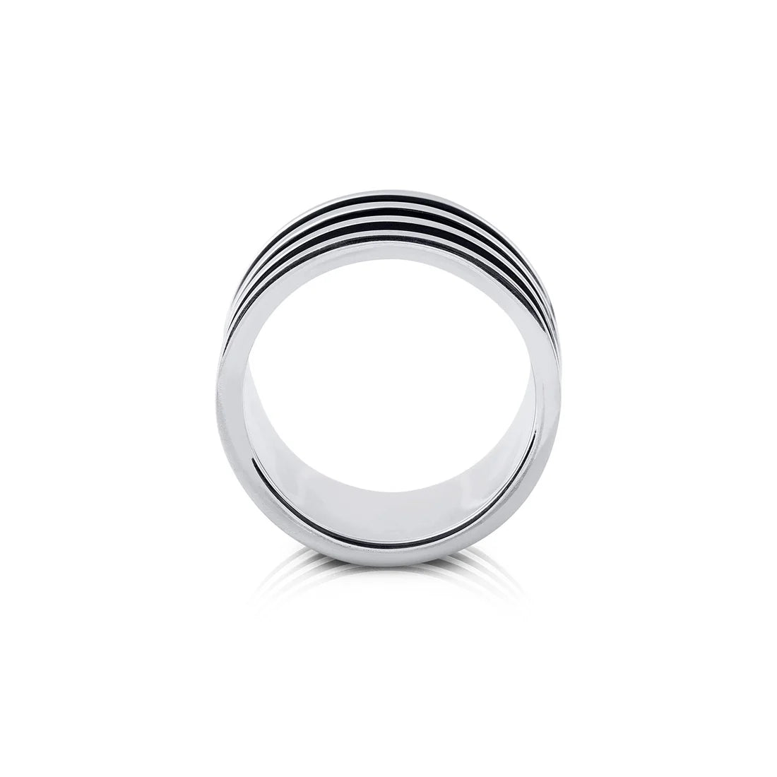 Ring aus Sterlingsilber mit glänzendem und oxidiertem Finish R-4344