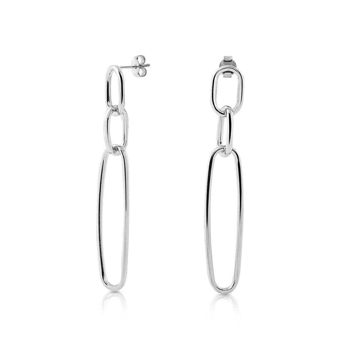 Ohrstecker aus Sterlingsilber, bestehend aus drei Ringen, glänzend und poliert, in verschiedenen Größen E-2645