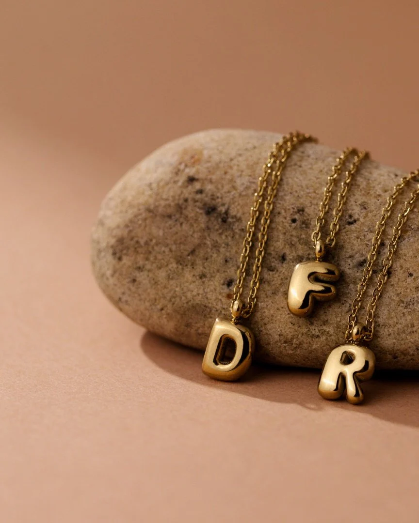 LUAMAYA Bubble Letter Necklace Gold ABC