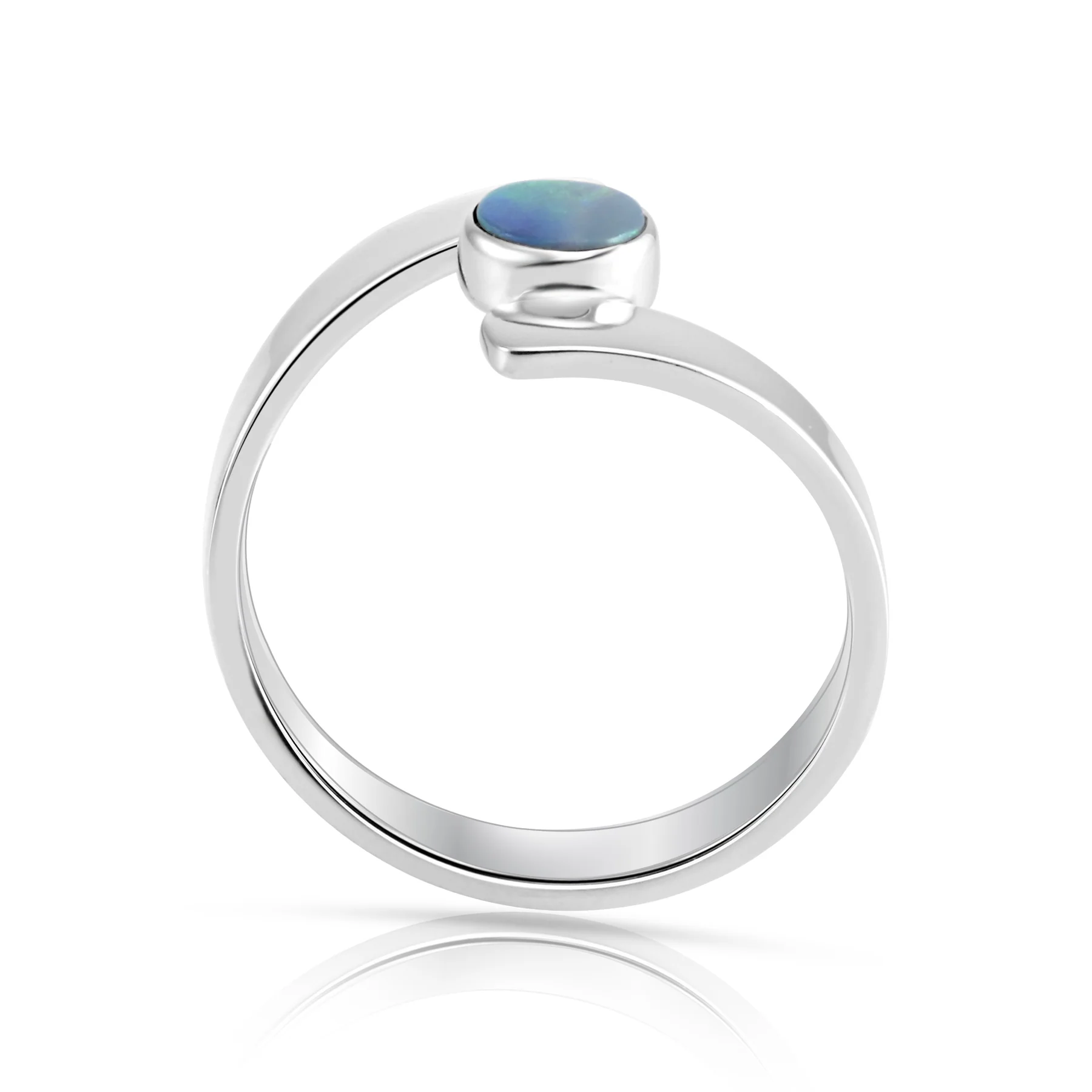 Ring aus Sterlingsilber mit rundem Opal in Qualität AA R-4592-50