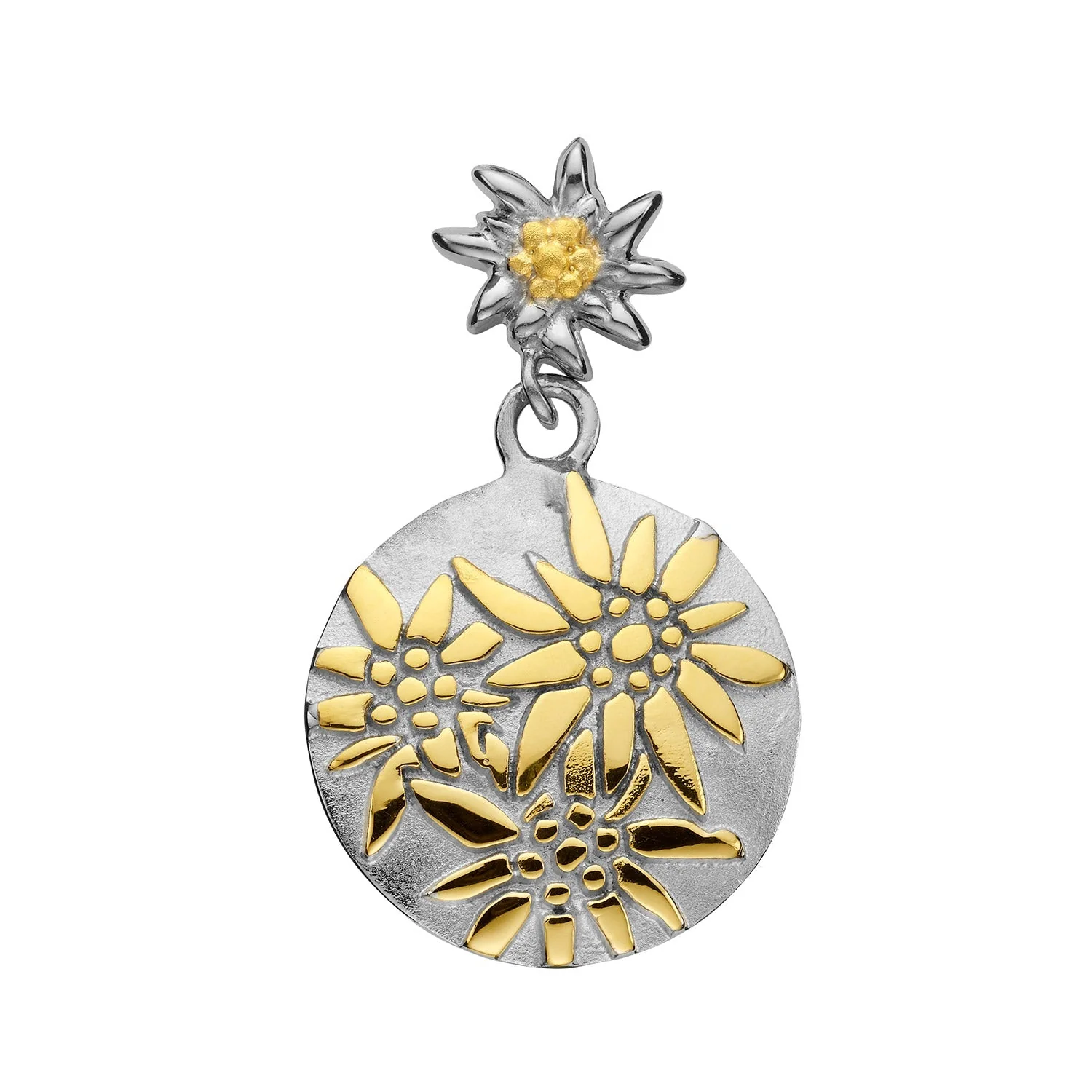 Set aus Halskette und Ohrringen aus Bicolor Sterlingsilber mit Edelweiss Motiv S-7003