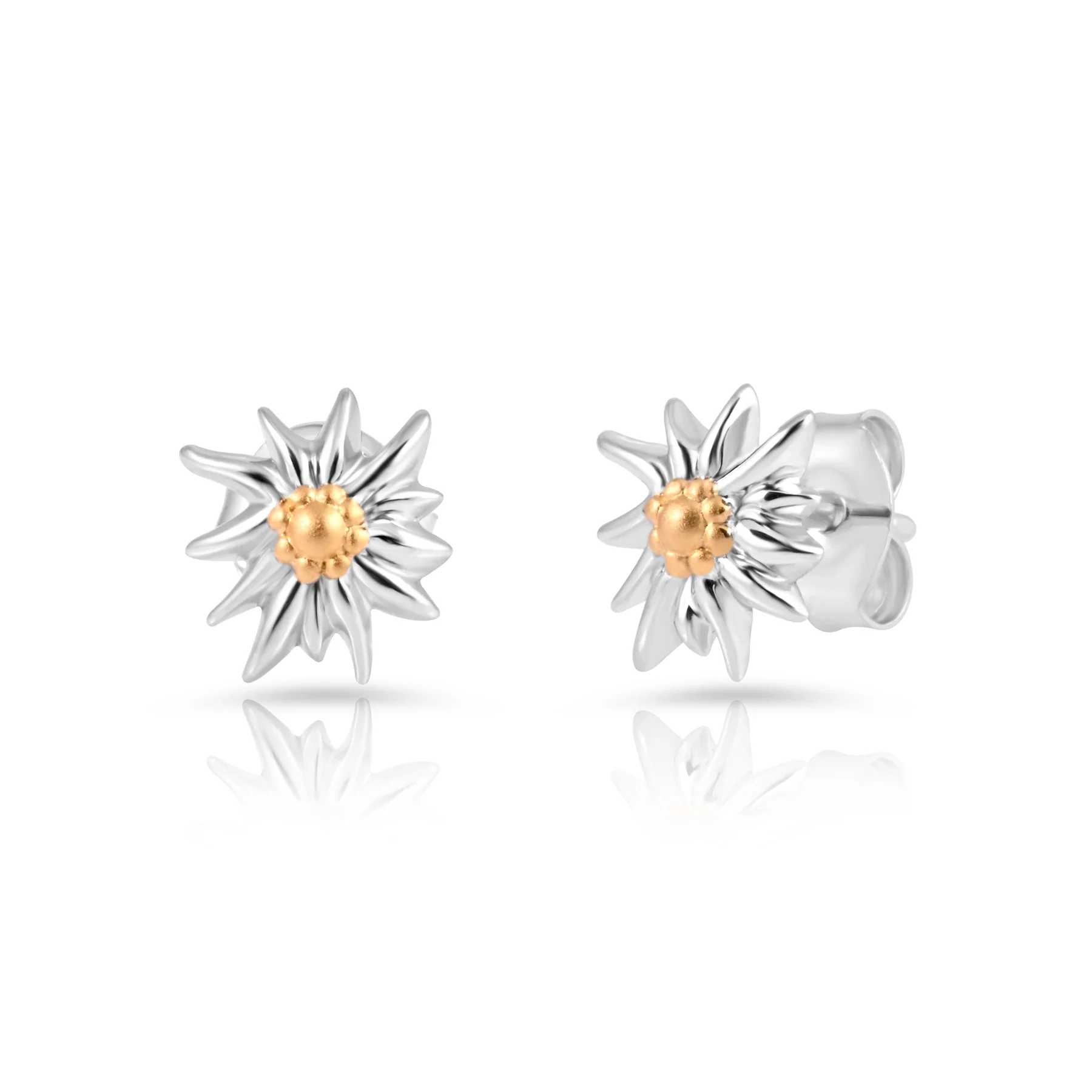 Set aus Edelweiss Halskette und Ohrringe aus glänzendem Bicolor Silber S-8102