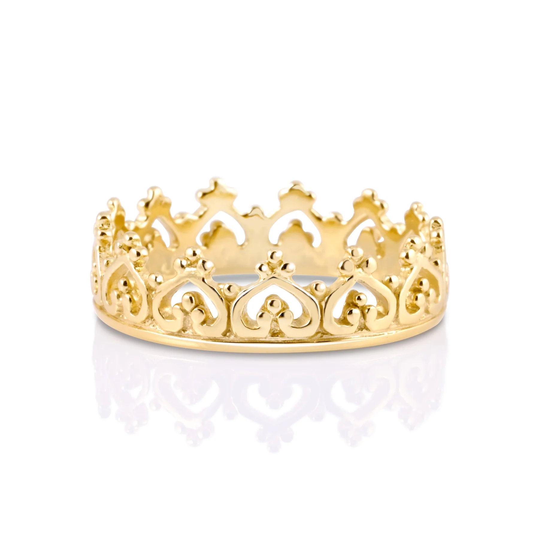 Kleiner Ring aus vergoldetem Sterlingsilber im Ethno-Kronen-Stil glänzende Finish RI-10078GP-48