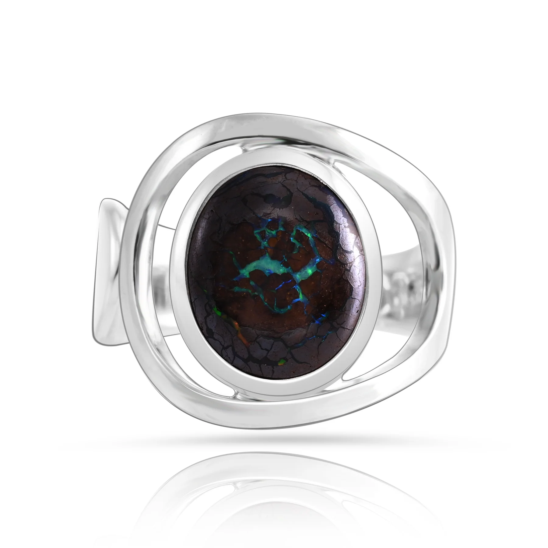 Sterlingsilber Ring mit wunderschönem Aquamarin Oval Cabochon Stein Top Qualität R-4584-50