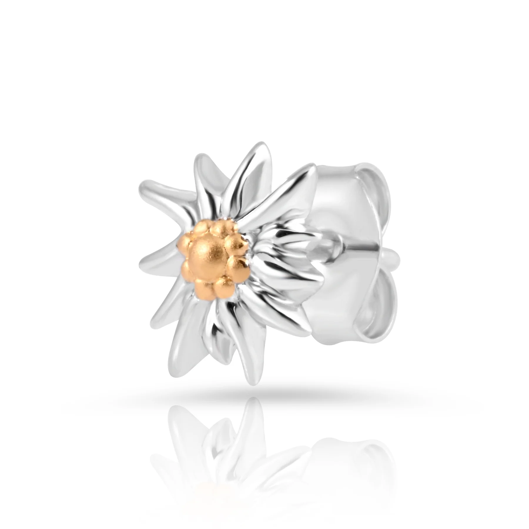 Set aus Edelweiss Halskette und Ohrringe aus glänzendem Bicolor Silber S-8102