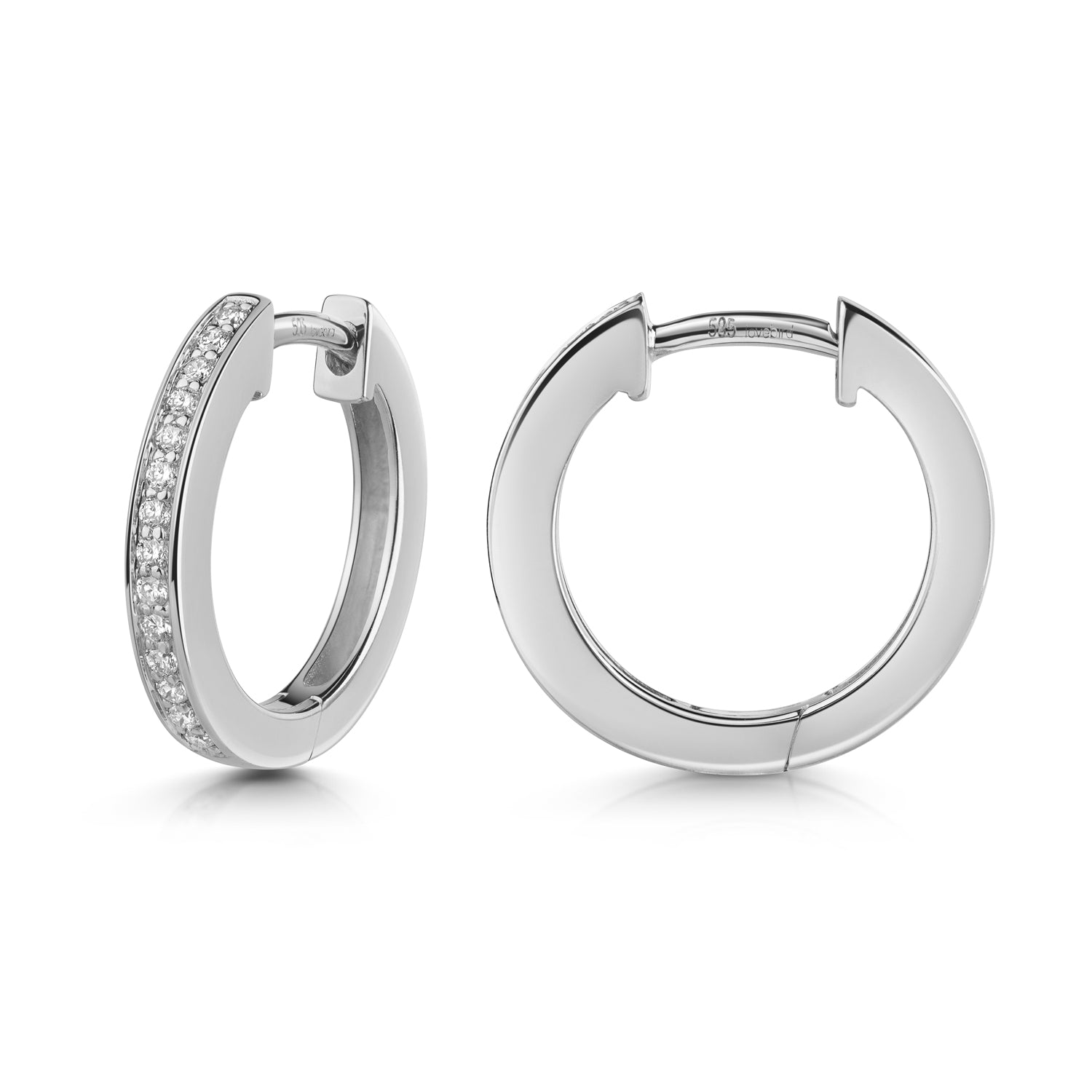 Lovebird Klappcreolen mit Brillant 0,14 ct. Weißgold 585 LB338