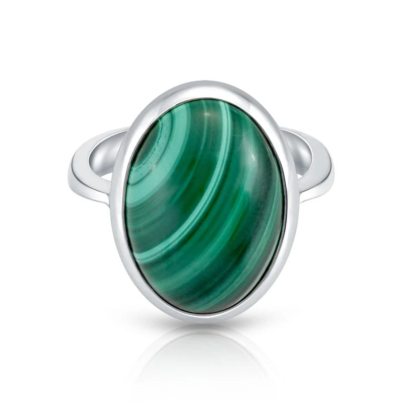 Ring aus Sterlingsilber mit wunderschönem ovalem Malachit R-4430-50