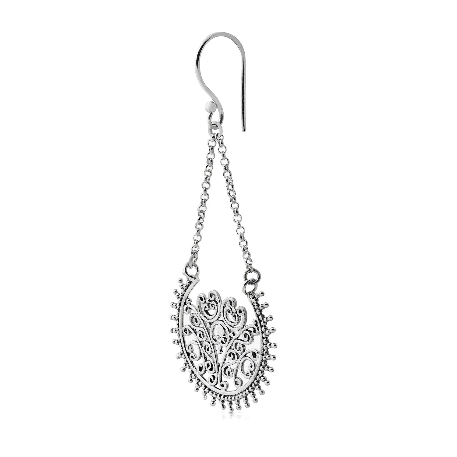 Hängende Ohrringe aus Sterlingsilber im orientalischen Stil mit einem Hauch von Oxidation E-2496