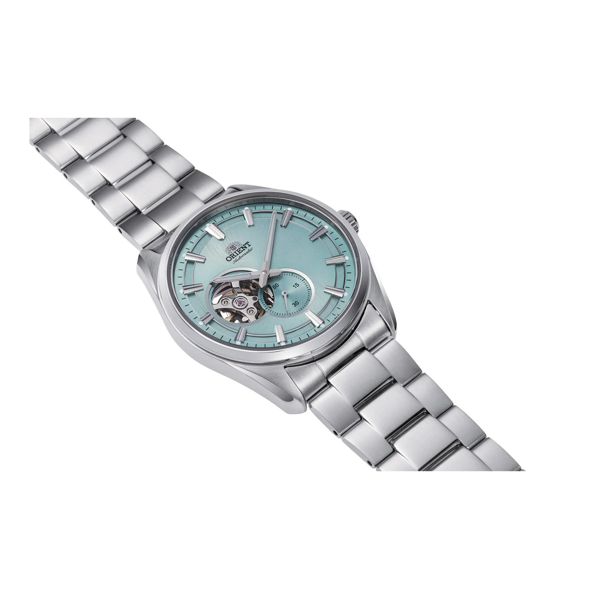 Orient Small Seconds Semi Skeleton Stahl Türkis RA-AR0009L
