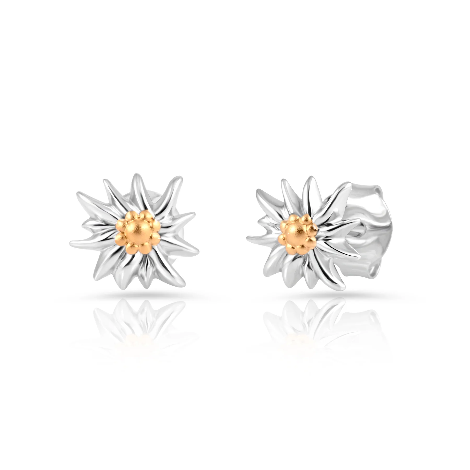 Set aus Edelweiss Halskette und Ohrringe aus glänzendem Bicolor Silber S-8101