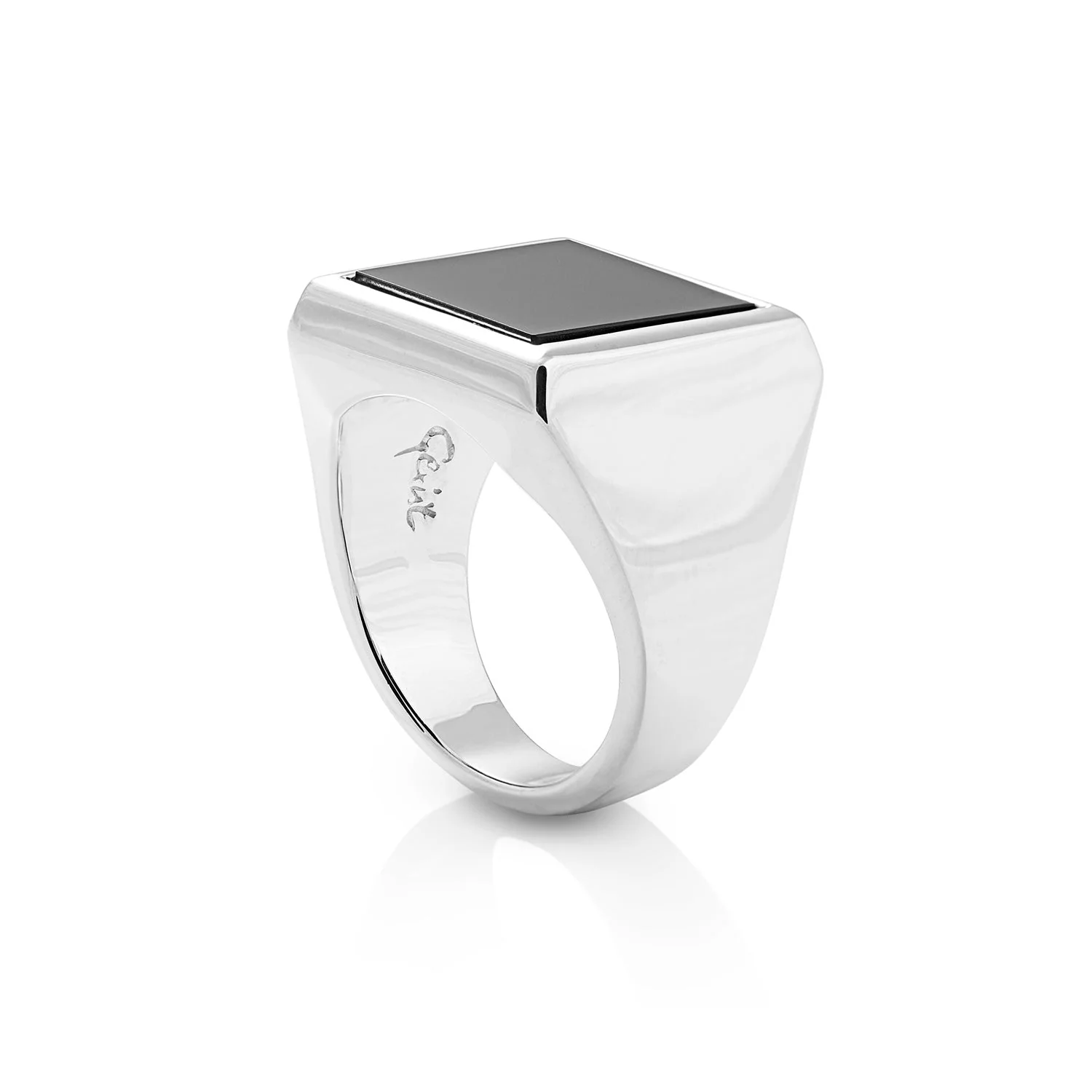 Sterlingsilber Siegelring, verziert mit einem Onyx R-4331-M-58