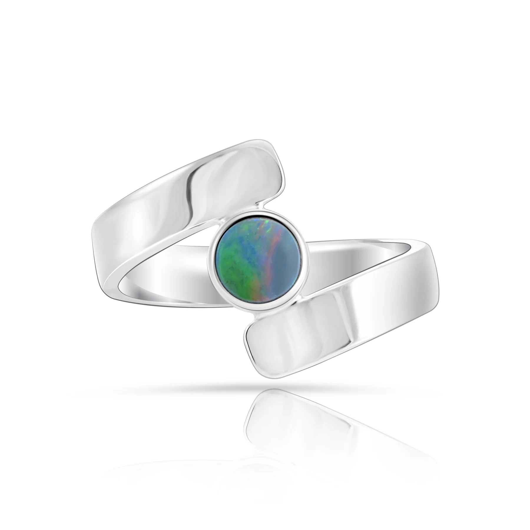 Ring aus Sterlingsilber mit rundem Opal in Qualität AA R-4592-50