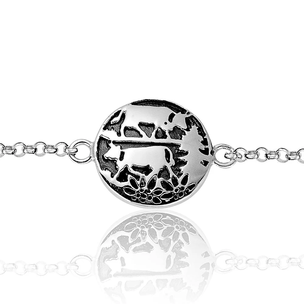 Sterlingsilber Armband mit bombiertes Profil-Element Poya Motiv B-7001