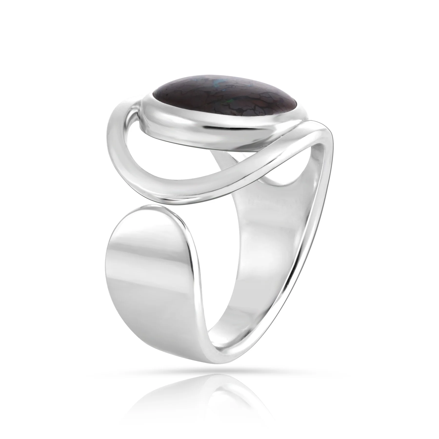 Sterlingsilber Ring mit wunderschönem Aquamarin Oval Cabochon Stein Top Qualität R-4584-50